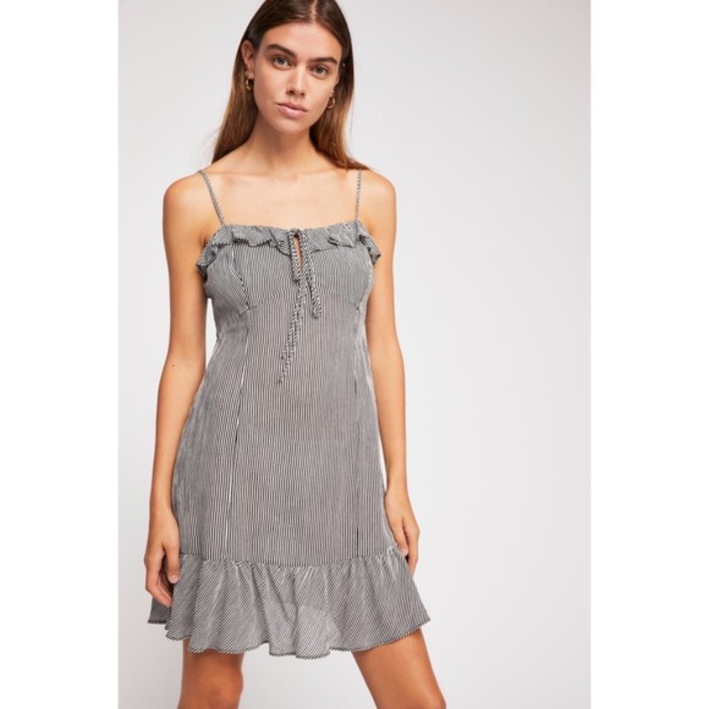 Free People Le Fleur Black Stripe Dress (NWT)